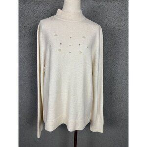 Style & Co Women's Luxsoft Mock Sweater Ivory Embellished Pullover Sweater L NWT